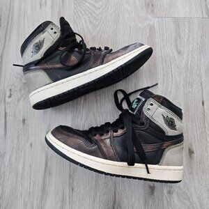 Air Jordan | 1 Retro 'Patina' black leather sporty hi-top sneakers | WMS 5.5